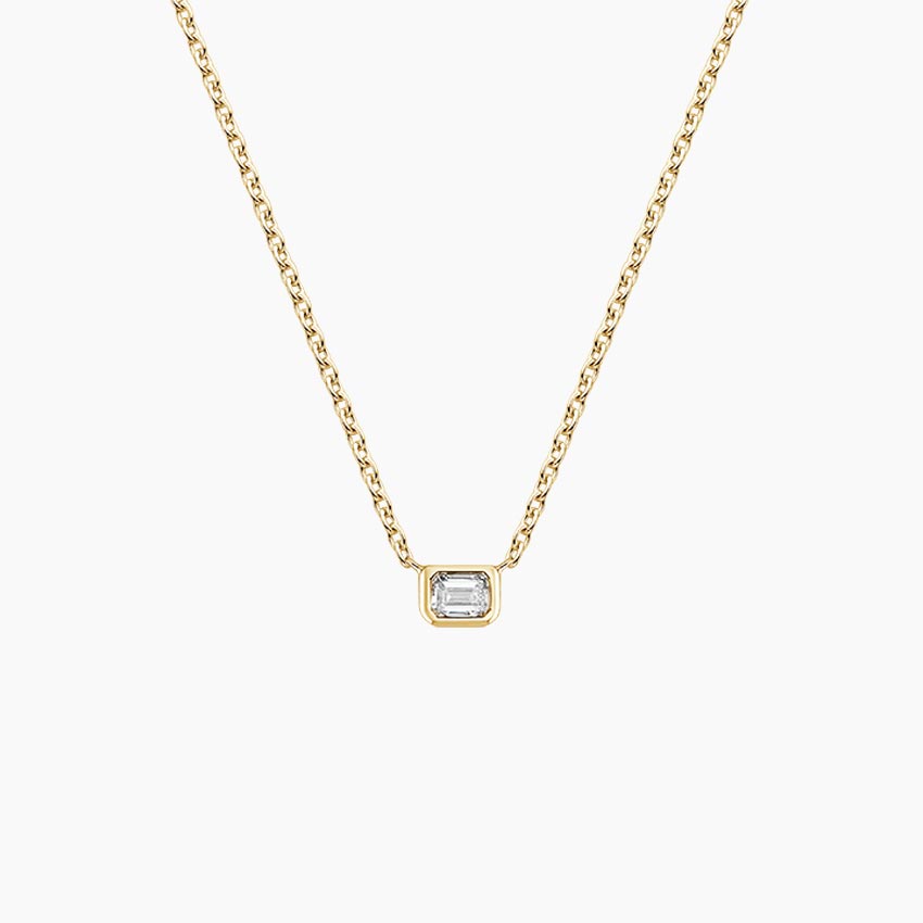Emerald Bezel Lab Diamond Solitaire Pendant