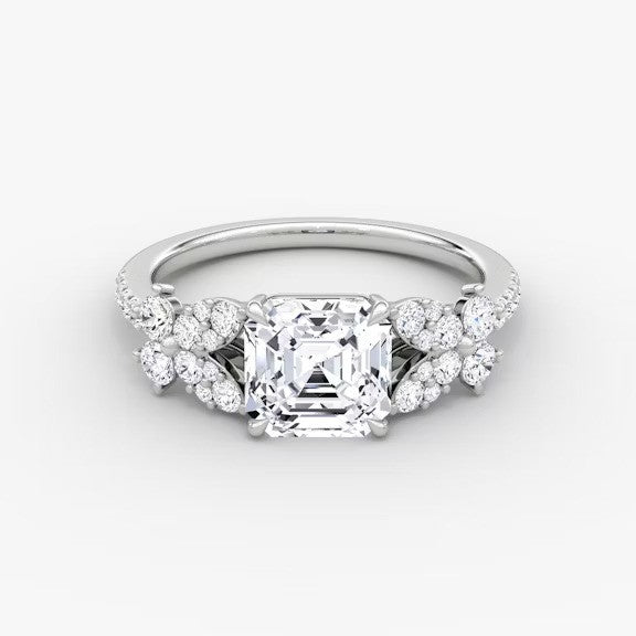 Marigold Asscher Pavé Lab Diamond Ring