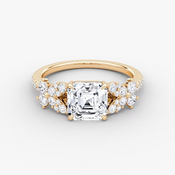Marigold Asscher Pavé Lab Diamond Ring