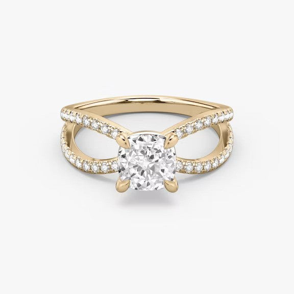 Butterfly Cushion Pavéful Lab Diamond Engagement Ring