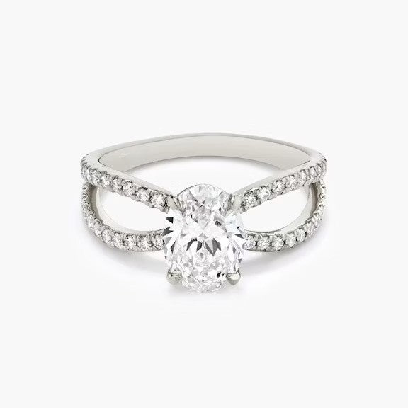 Butterfly Oval Pavéful Lab Diamond Engagement Ring