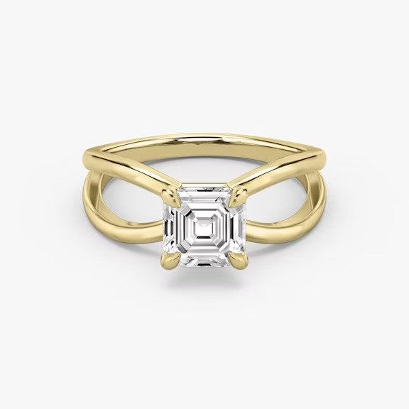 Butterfly Asscher Lab Diamond Engagement Ring