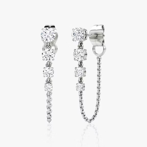 Round Lab Grown Diamond Chain Earrings