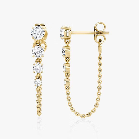 Round Lab Grown Diamond Chain Earrings