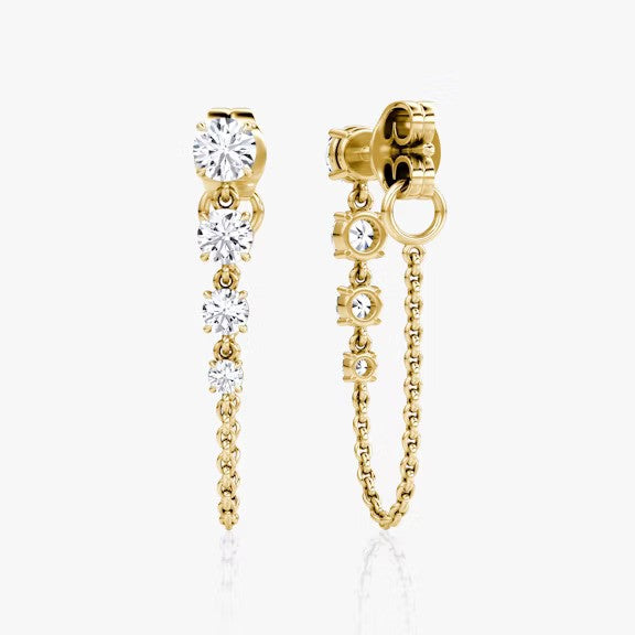 Round Lab Grown Diamond Chain Earrings