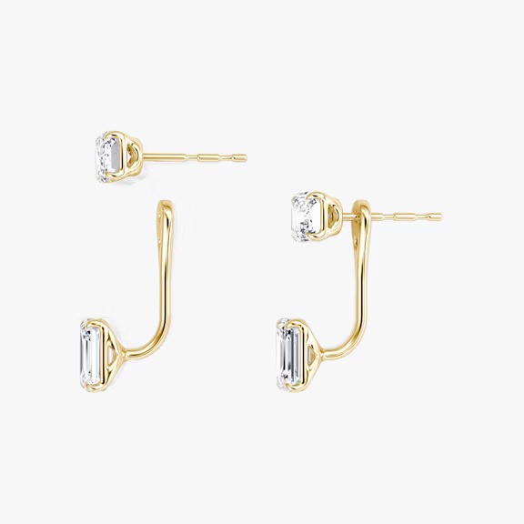 Emerald Lab Diamond Ear Jacket Earrings