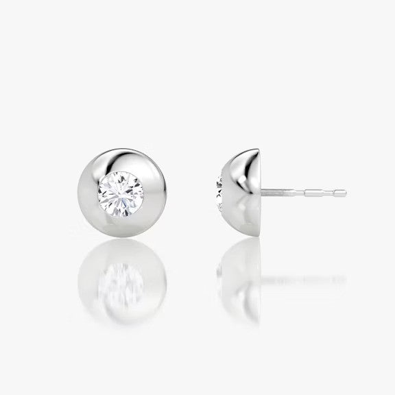 Button Round Lab Grown Diamond Earring