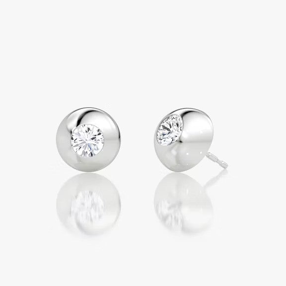 Button Round Lab Grown Diamond Earring