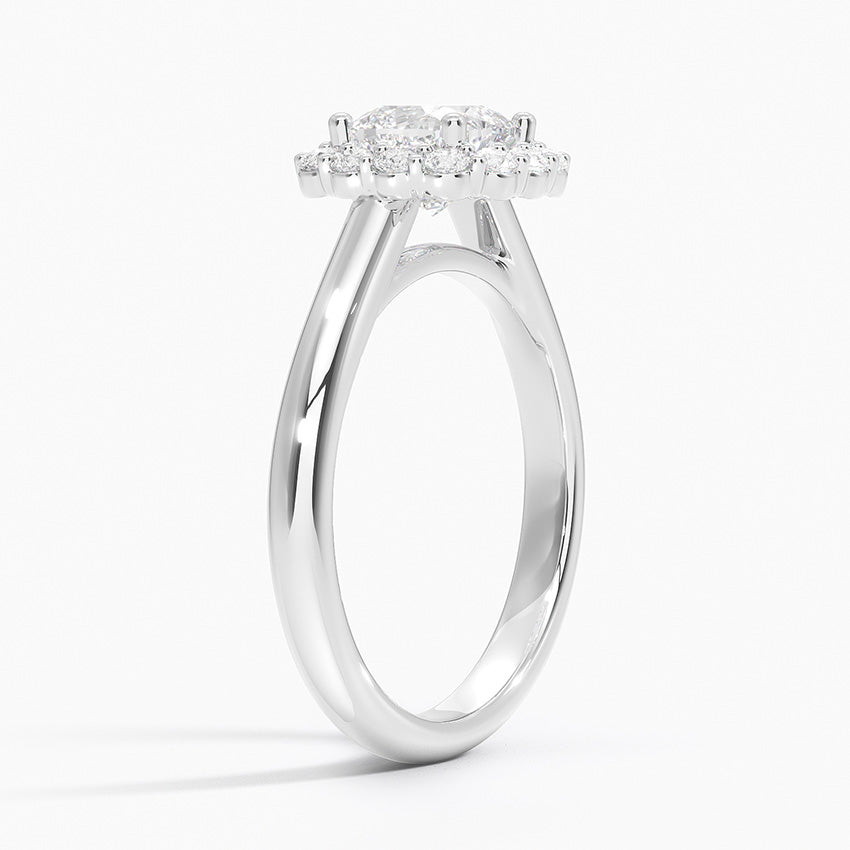 Lotus Flower Cushion Halo Lab Grown Diamond Engagement Ring