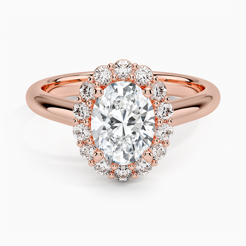 Lotus Flower Oval Halo Lab Grown Diamond Engagement Ring