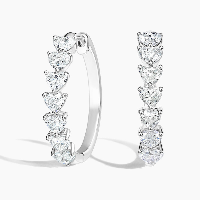 Heart diamond hoop earrings discount