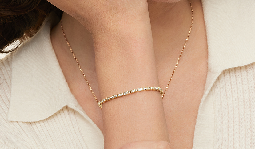 Baguette and Round Lab Grown Diamond Tennis Bracelet