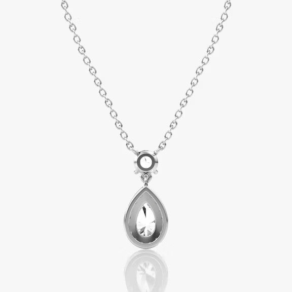 Pear & Round Lab Grown Diamond Drop Pendant