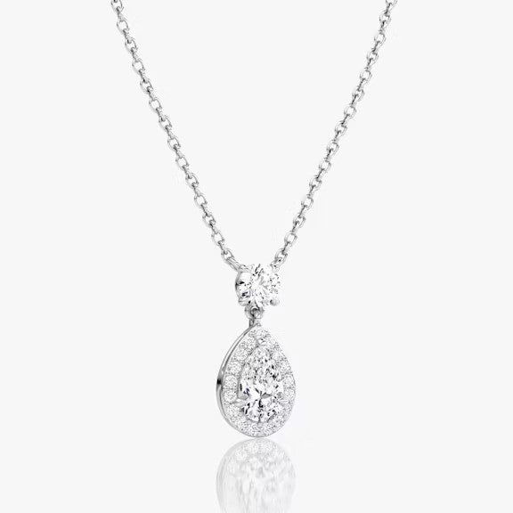 Pear & Round Lab Grown Diamond Drop Pendant