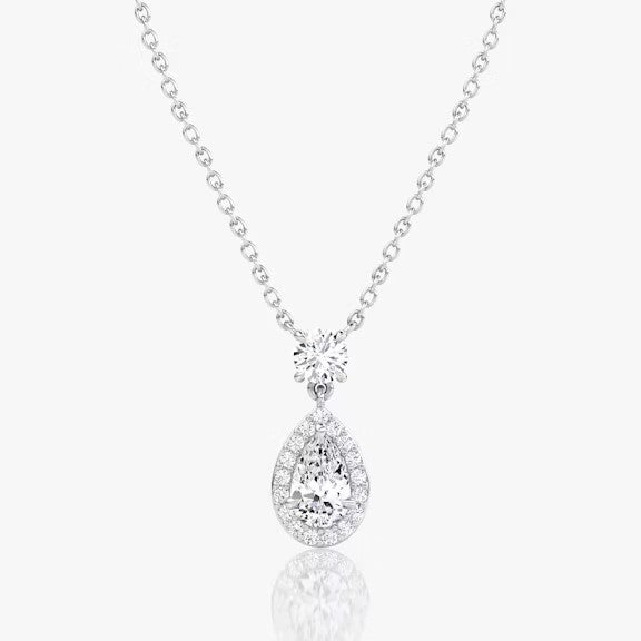 Pear & Round Lab Grown Diamond Drop Pendant