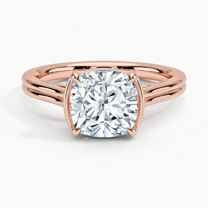 Half Bezel Cushion Lab Grown Diamond Engagement Ring