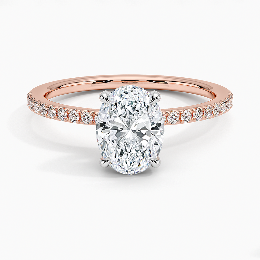 Two Tone Pavé Oval Lab Grown Diamond Engagement Ring