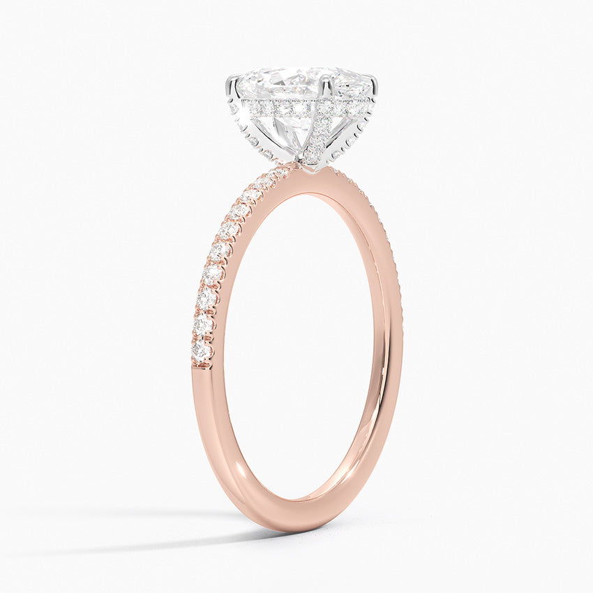 Two Tone Pavé Oval Lab Grown Diamond Engagement Ring