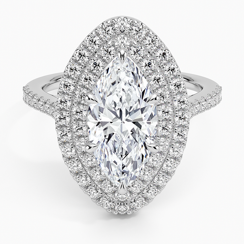 Double Halo Marquise Lab Grown Diamond Engagement Ring
