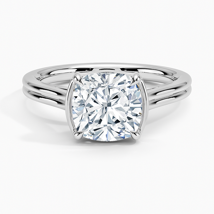 Half Bezel Cushion Lab Grown Diamond Engagement Ring