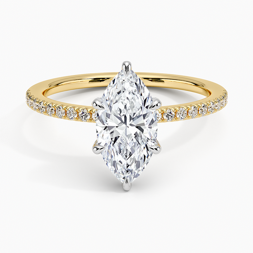 Two Tone Pavé Marquise Lab Grown Diamond Engagement Ring