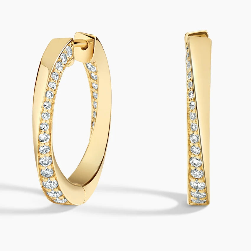 Spiral Diamond Hoop Earrings