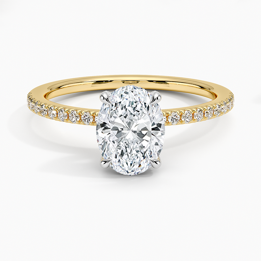 Two Tone Pavé Oval Lab Grown Diamond Engagement Ring