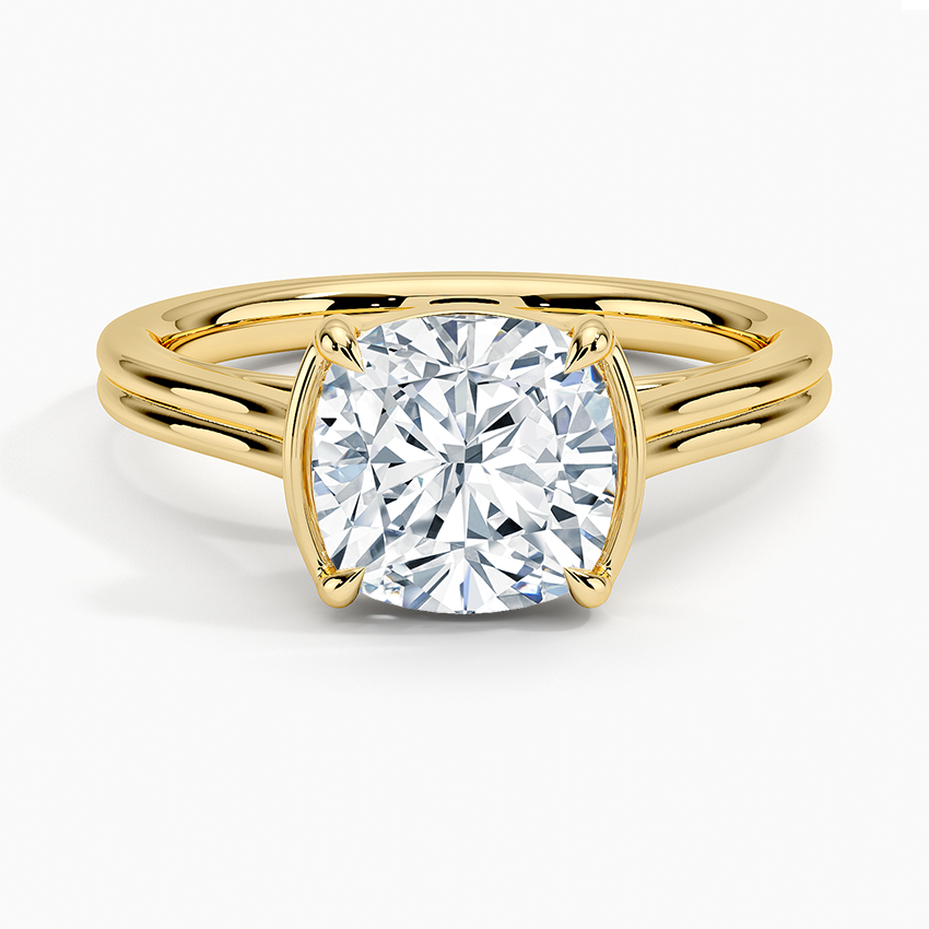 Half Bezel Cushion Lab Grown Diamond Engagement Ring