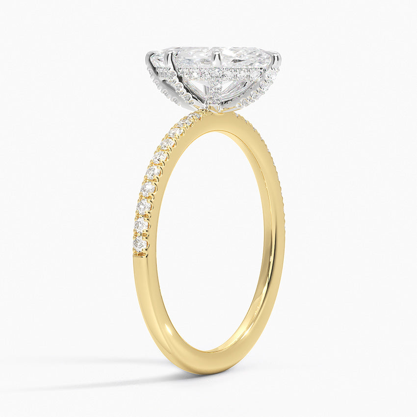 Two Tone Pavé Marquise Lab Grown Diamond Engagement Ring