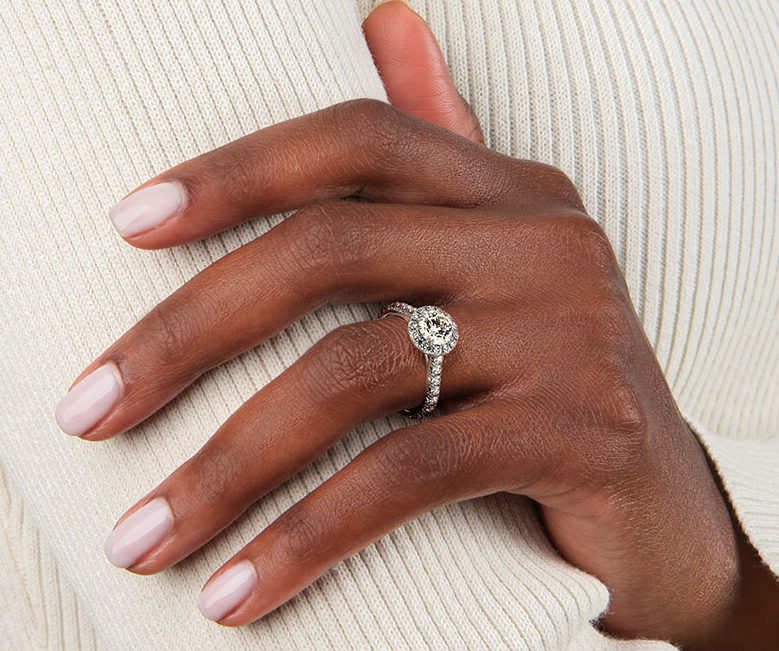 Halo Pear Lab Grown Diamond Engagement Ring - Pavé Band