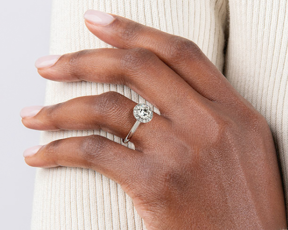 Halo Pear Lab Grown Diamond Engagement Ring - Plain Band