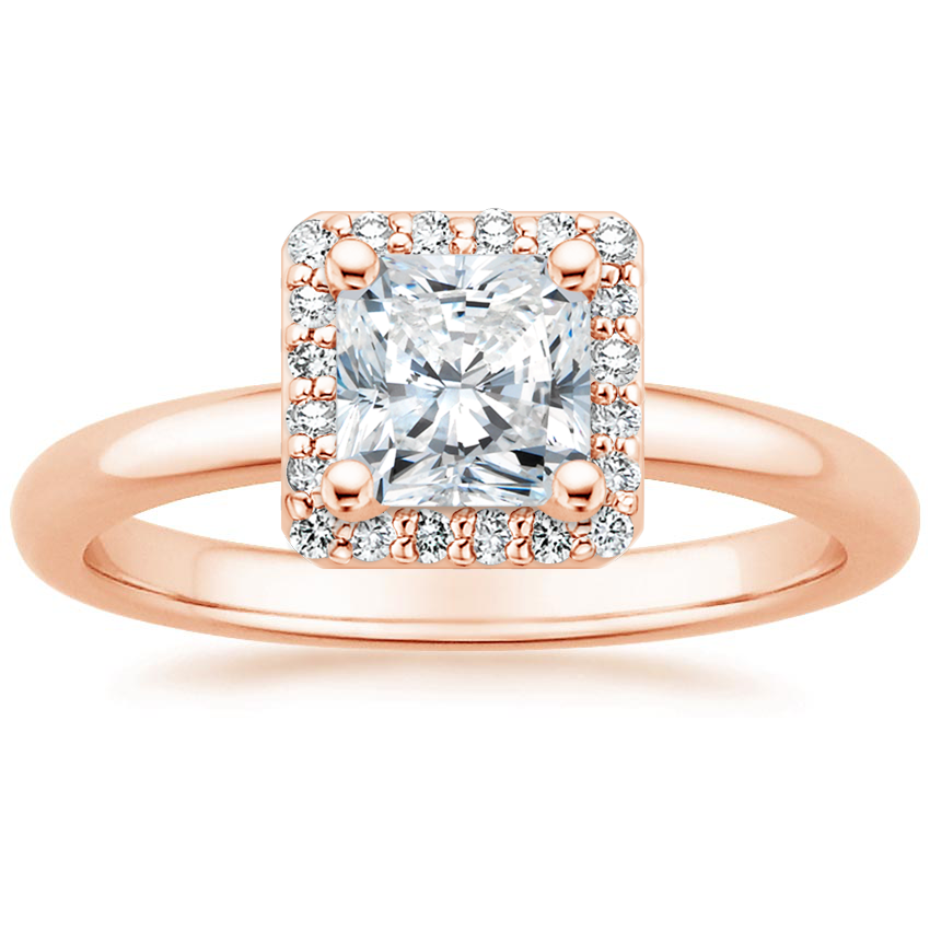 Halo Radiant Lab Grown Diamond Engagement Ring - Plain Band